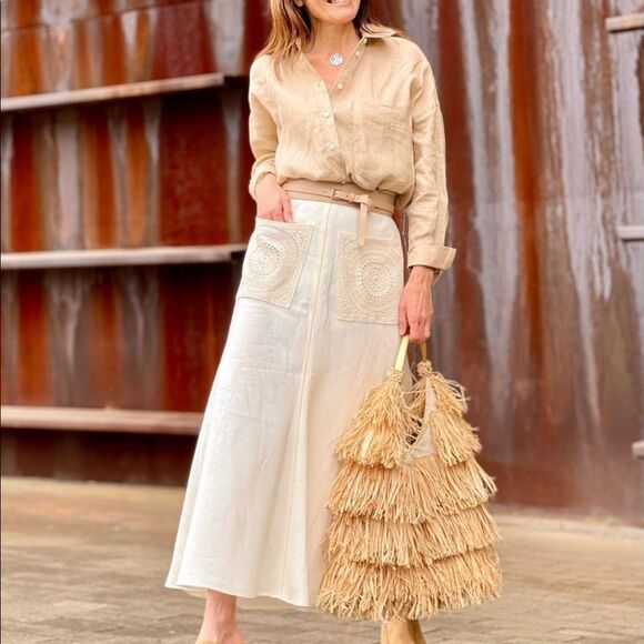 ZARA CROCHET MIDI SKIRT - Picture 1 of 7